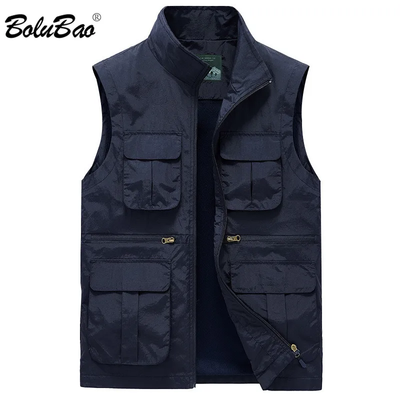 

BOLUBAO Mens Outdoor Vests 2022 Spring Multi-pockets Hiking Work Photography Man Fish Vest Waterproof Breathable Waistcoat