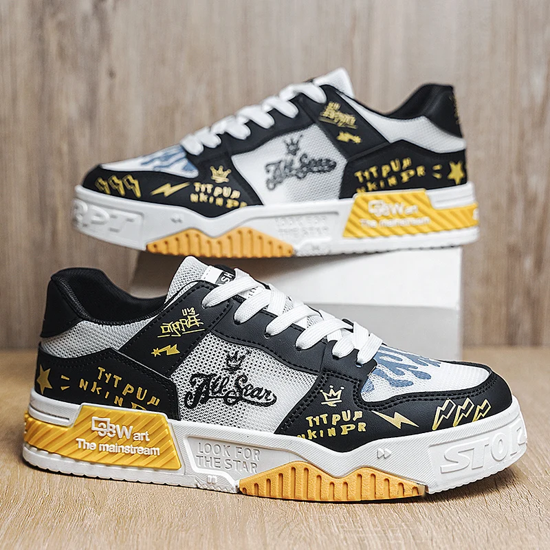 

Men's Korean thick-sole breathable casual shoes Four season soft-sole non-slip mesh outdoor walking shoes male sports board shoe