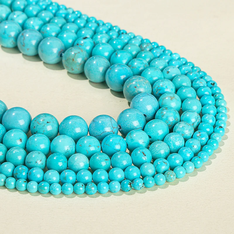4 6 8 10 12mm Natural Stone Blue Turquoise Beads Round Loose Spacer Beads for Jewelry Making DIY Bracelet Necklace Accessory
