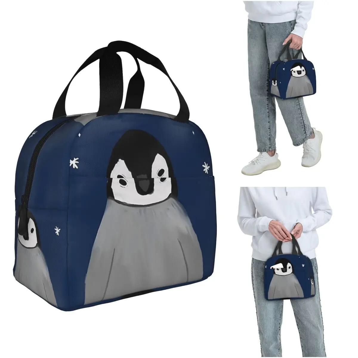 Happy Little Penguin Insulated Lunch Bag for Women Children Portable Food Boxes Thermal Lunch Box Tote
