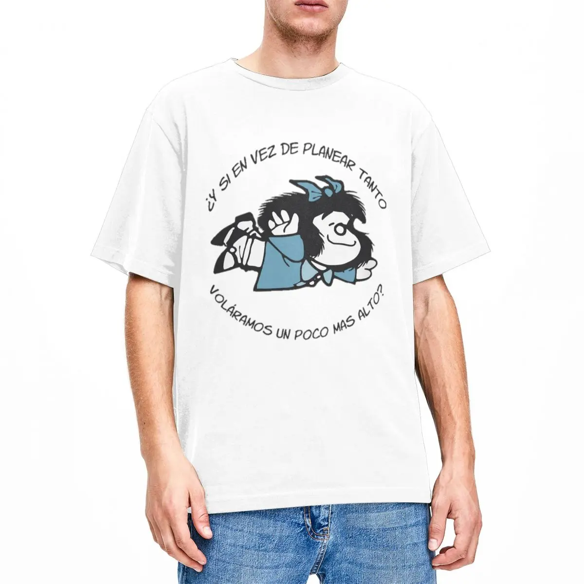 Mafalda Feminista Frases Humor T Shirts Accessories for Men Women 100% Cotton Casual Crew Neck Tee Shirt Short Sleeve Clothes