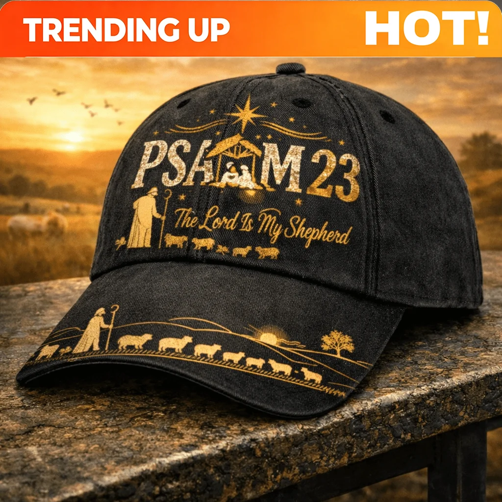 Adjustable Baseball Cap for Both Men And Women, Engraved with Psalm 23, Depicting The Lord As My Shepherd, with Christmas Stars