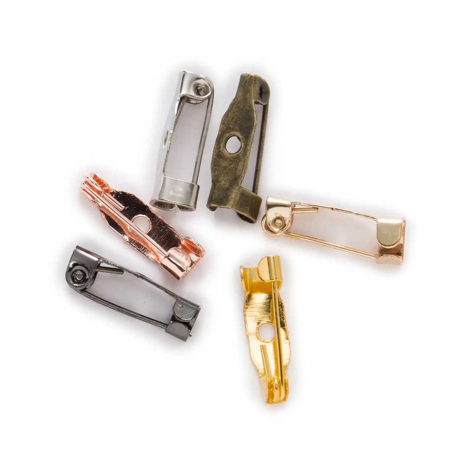 

50pcs Safety Pin Brooch Blank, Blank Base with Pin for DIY Jewelry Making, Metal Pin Back for Craft Clothing Accessories 15-35MM