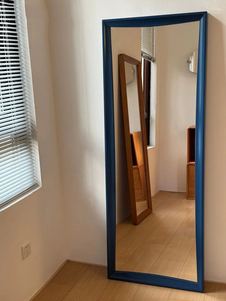 Customized Simple Full-Length Mirror Rectangle Solid Wood Wall-Mounted High-Definition Art Mirror Changing Room Fitting Mirror