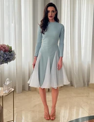 Customized Exquisite Jersey Pleat A-line Scoop Neck Midi Dresses Prom  Modern Style Pastrol Unisex Chinese  Formal C