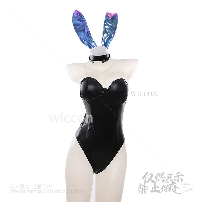 재고 있음 게임 KDA Evelynn Seraphine 코스프레 드레스 의상 토끼 소녀 섹시한 여자 점프 슈트 가발 여성 파티 할로윈 의상