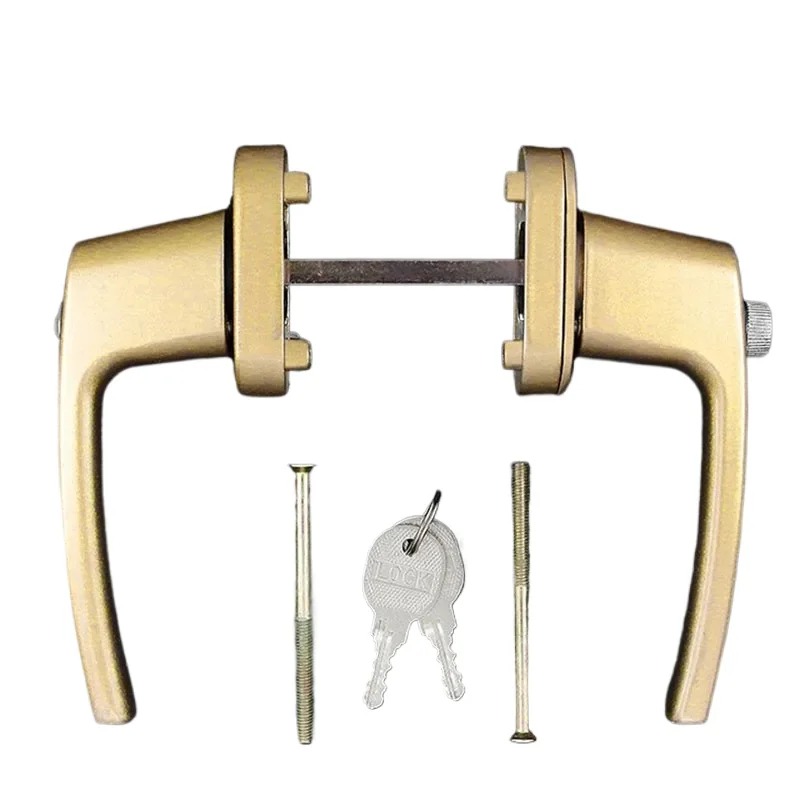 Cerradura de manija de puerta de doble cara, manija de puerta corrediza de acero y plástico, color champán, 48-62MM