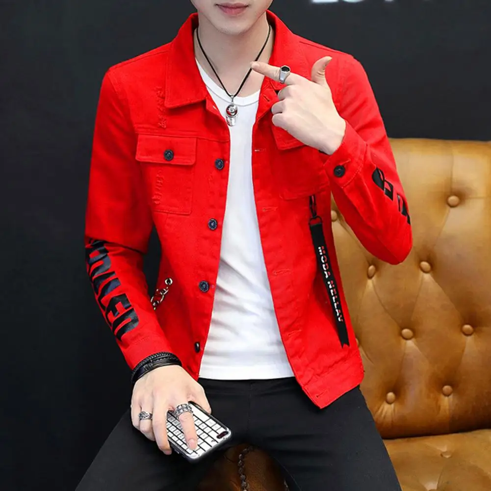 Fashion Men denim jacket Spring And Autumn jean coats Male slim Fit Solid color Handsome Versatile