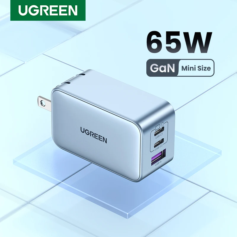 UGREEN 65W GaN Charger Blue Quick Charge Type C PD USB Charger for iPhone 16 15 14 Pro Max Fast Charger For Laptop PD Charger