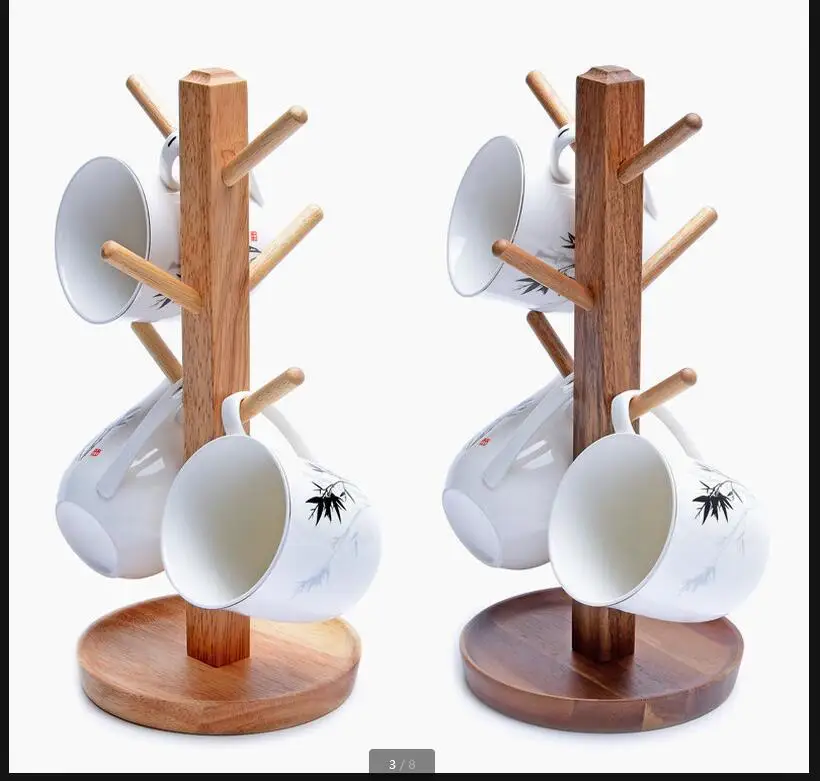 

Solid Wood Cup Holder Rack Drain Tumbler Holders Shelf Jewelry Decoration Storage Organizer Display Stand