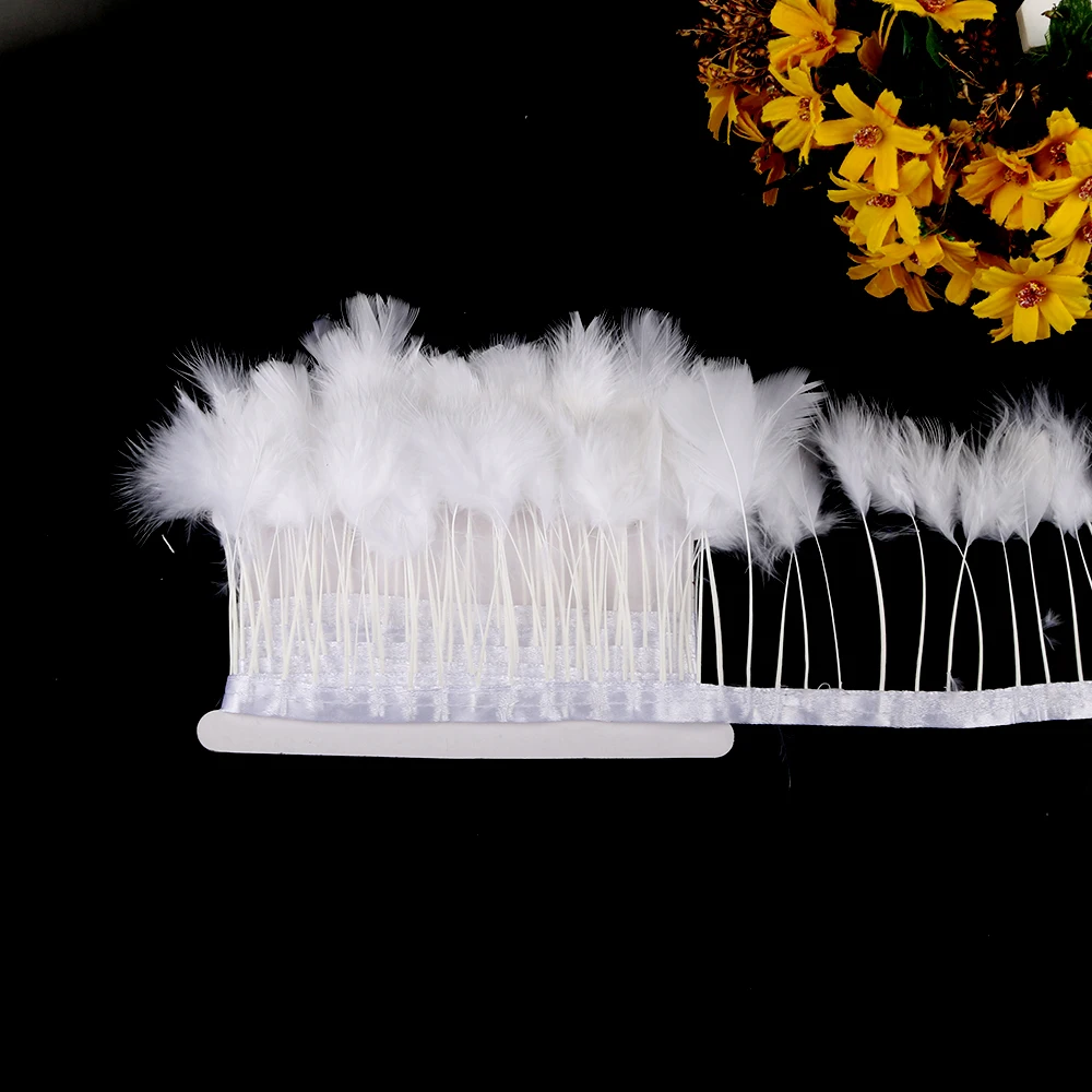 1Meter Soft White Turkey Feathers Fringe Trim 10-15cm Sewing Dress Ribbon For Wedding Party Costumes Decoration Plumes Crafts