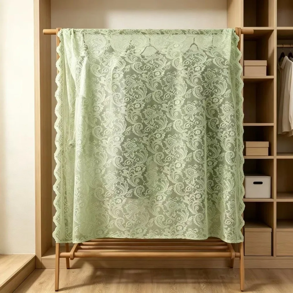 Lace Print Floor Clothes Hanger Dust Cover Dust-proof Moisture-proof Clothing Dust Cover Polyester Fiber