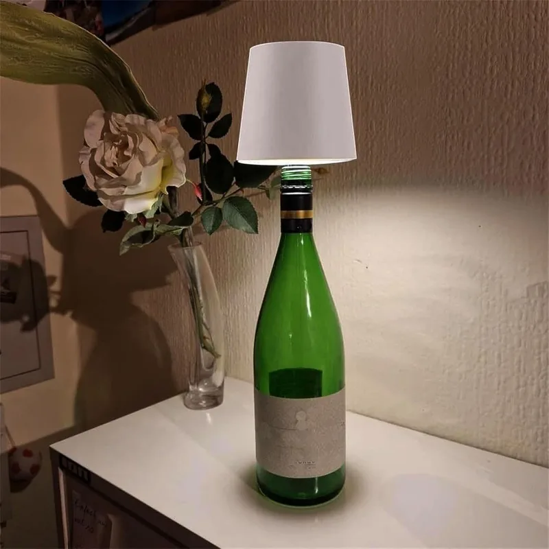 Wireless Bottle Lamp,LED Wine Bottle Light Rechargeable Bottle Lights Dimming Table Lamp with 3 Color Suitable for Living Room