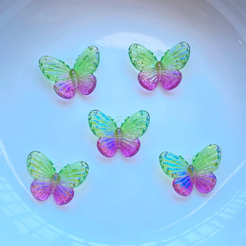 40Pcs New Kawaii Cute 12*16mm Shining Butterfly Flat Back Resin Cabochons Scrapbooking DIY Jewelry Craft Decoration Accessorie