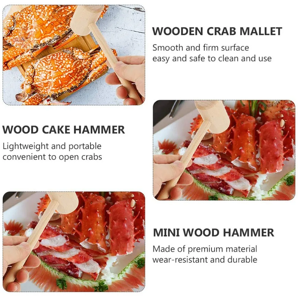 Mini Wood Hammer Mallet Wooden Crab Lobster Mallets Crab Hammer for Cracking Chocolate 15Pcs