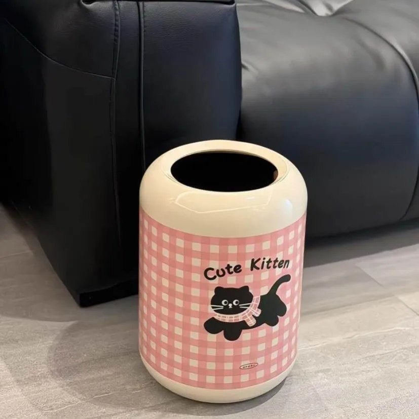 

Cute Pink Waste Basket Large Capaci Batoom Toilet Decorative Paper Basket High Aesthetic Value Home Use Dusin