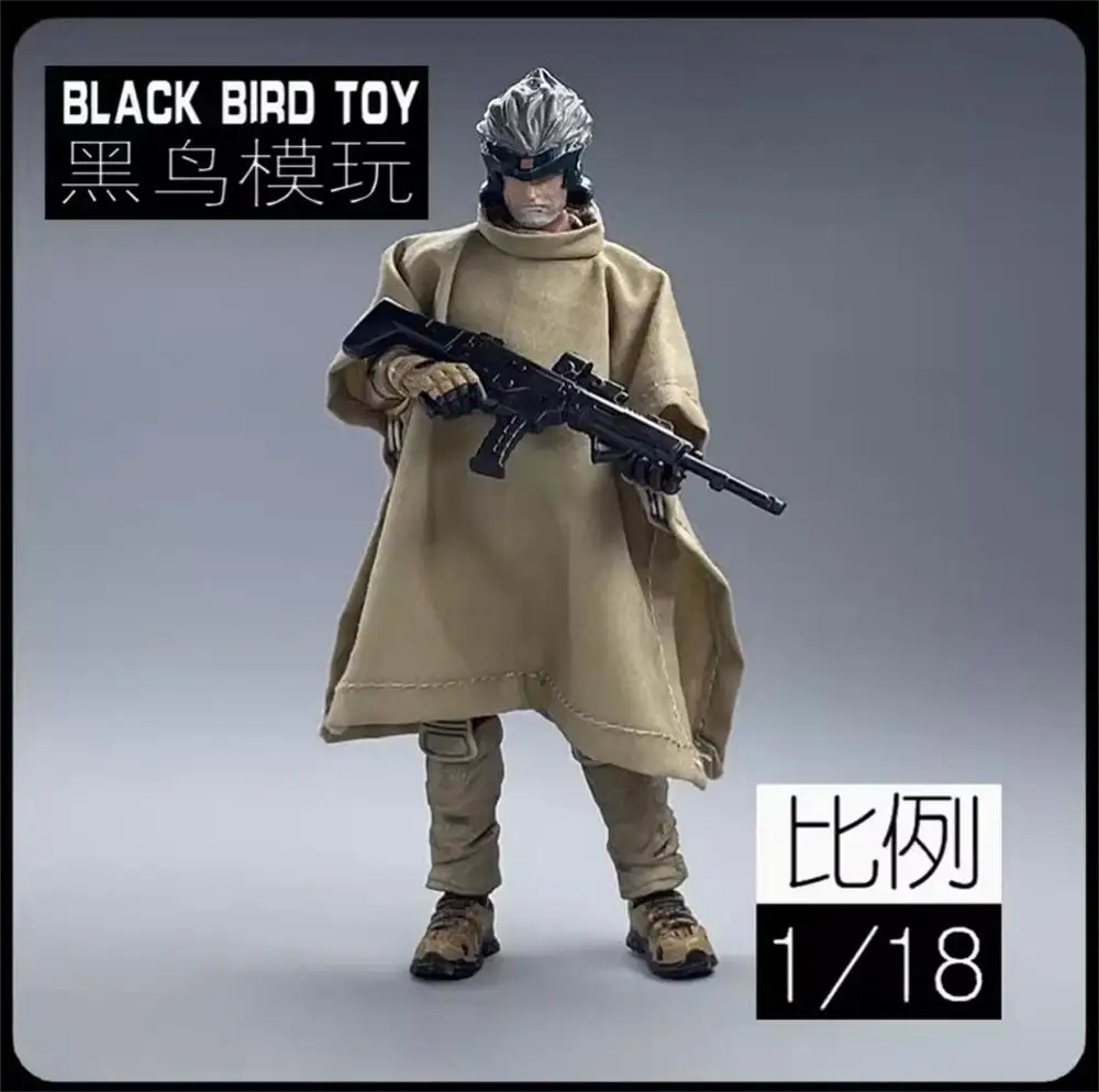 

1/18th Dark Source Acid Rain 3.75inch Action Figure Doll Long Cloak Khaki Black Accessories Original Version For Fan Collect DIY