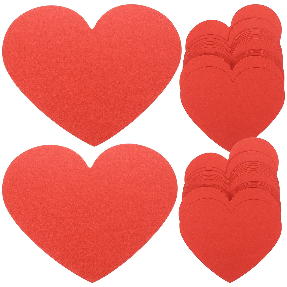 100 Pcs Love Card Paper Heart Shape Gift Cards for Tags Shaped Valentine Papers Pearl Red