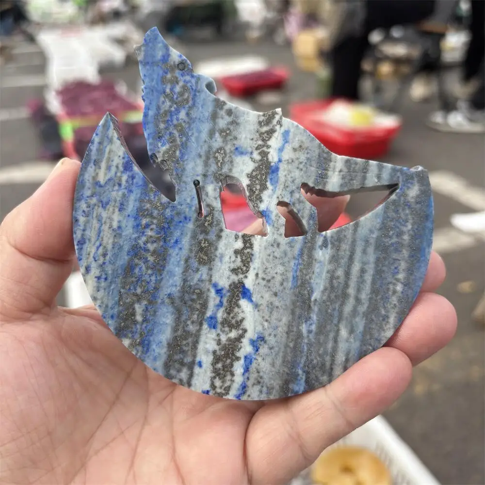 lapis lazuli wolf Quartz Carving animal Fengshui Healing carving for Home Decorative Gift