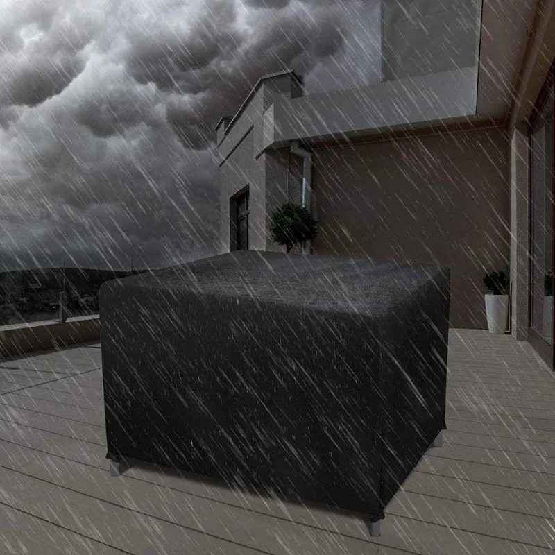 420D Oxford Furniture Protective Cover Rectangular Double Sided Breathable Dustproof Rainproof Cover With Four Corner Sockets