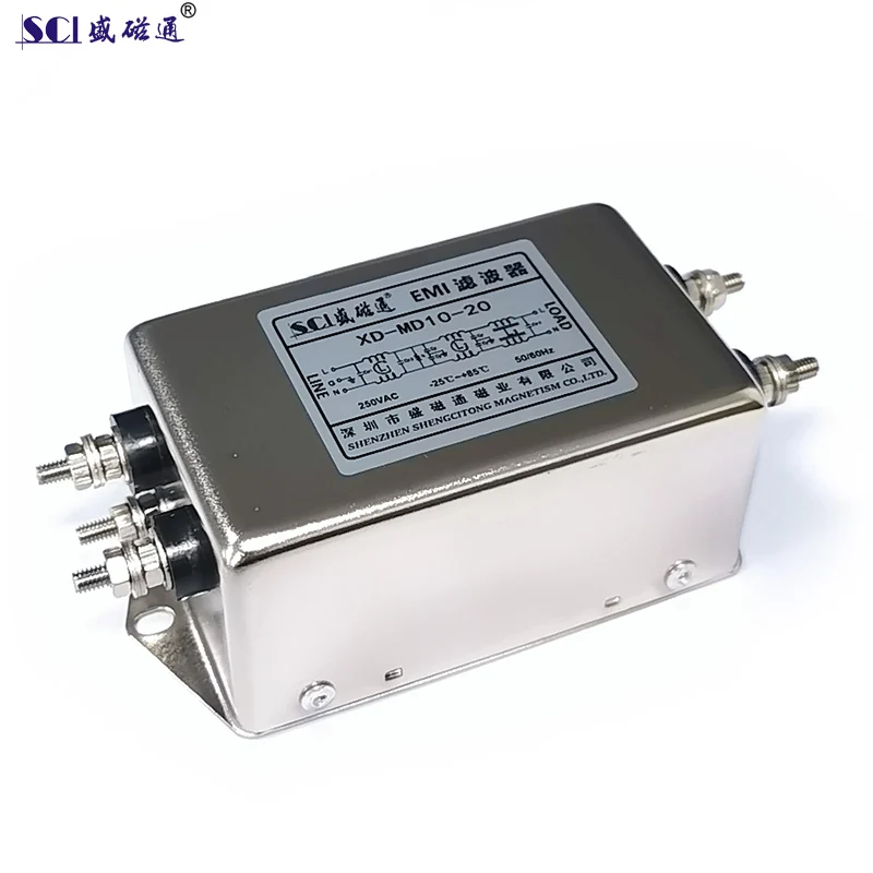 XD-MD10-20 Single Phase EMI Filter 220V 20A For Precise Instrument Power Supply Noise Reduction