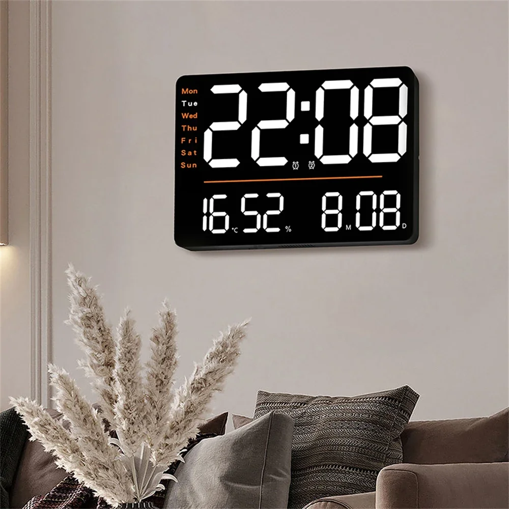 

Multifunctional Wall Clocks Digital Alarm Clock Temperature Hygrometer Display 12/24h LED Clock Watch Living Room Clock Creative