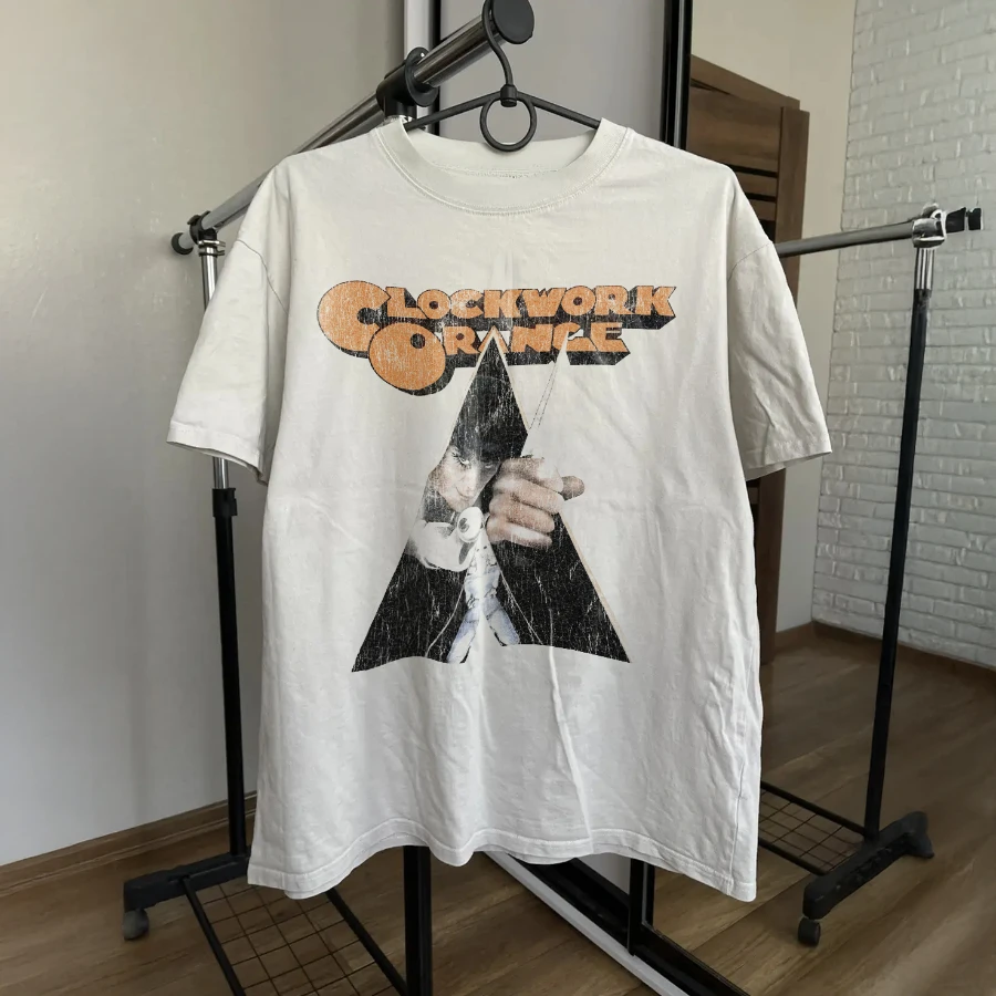 A Clockwork Orange Stanley Kubrick 'I'M Singin In The Rain' Promo Washed Summer Cotton Print Casual Sports Short Sleeve Tee
