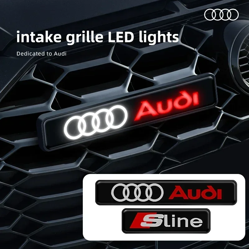 Front Grille Sticker Badge Car Head Grill Emblem LED Light For Audi Sline A6 Q3 A3 B5 B6 B7 B8 B9 Q7 8P 8V 8L A5 A4 C6 C5 C7 4F