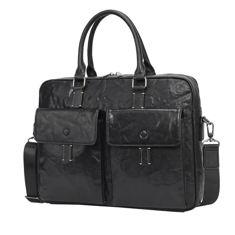 2025 New Handbag Genuine Messenger Bag Leather High-end Business Briefcase Premium Feel Men's Top Layer Cowhide Laptop Bag