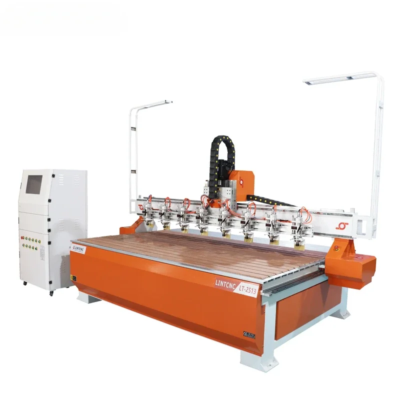 2500*1300mm Wood CNC Machine 1.5kw 2.2kw Multi Spindle Woodworking CNC Router 3 Axis 4 Axis 2513 1325 Carving Machine