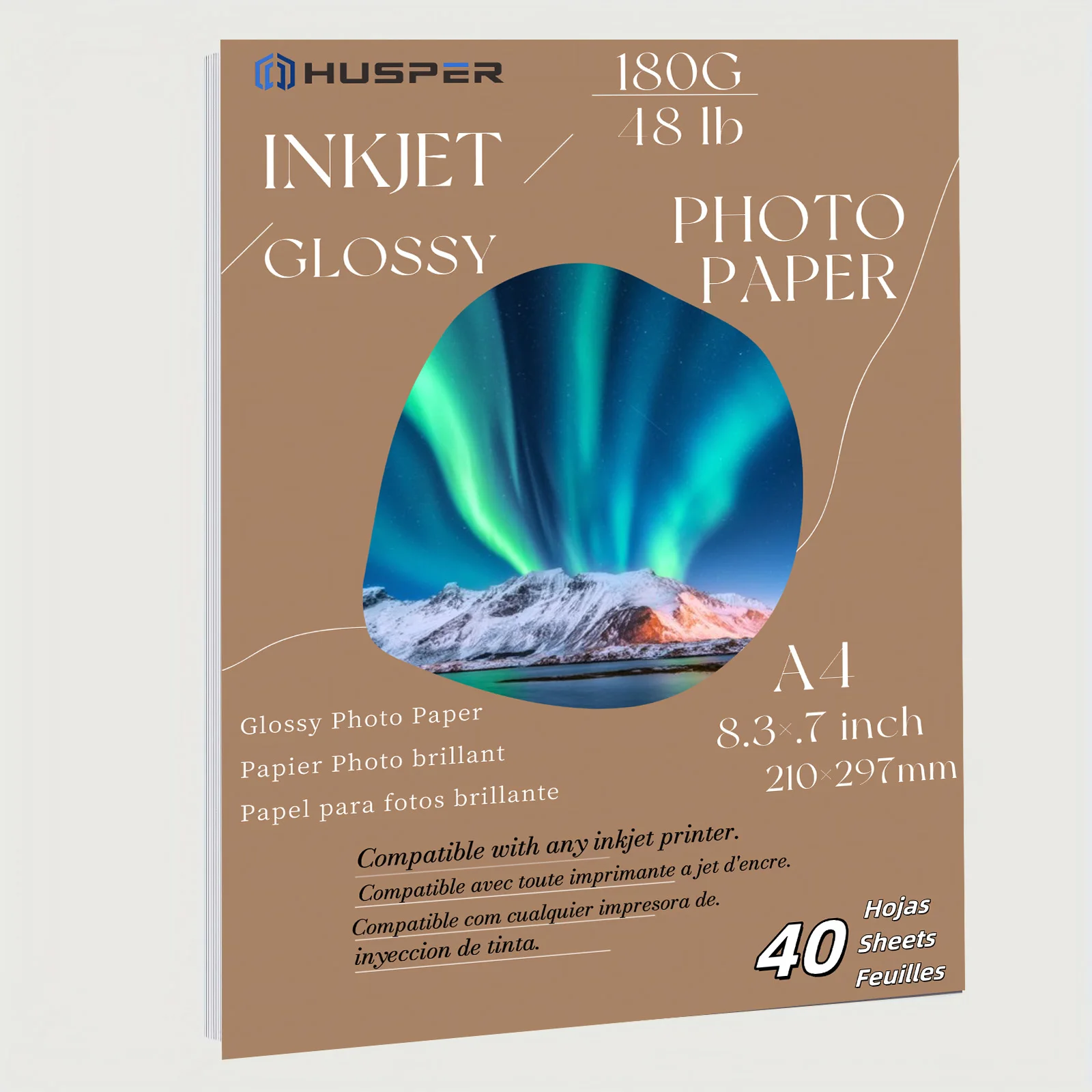 HUSPER Size A4 180G 40 Sheets inkjet High glossy photo graphie paper 8.3×11.7 inch