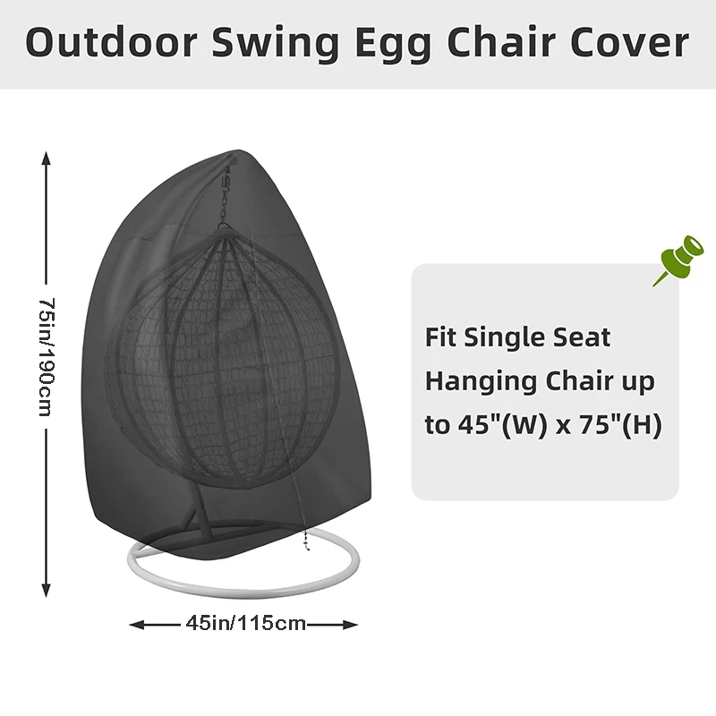 Patio Chair Cover Waterproof Dustproof Swing Chair Covers Egg Shaped Hanging Chair Dust Cover Protector Outdoor Garden Furniture