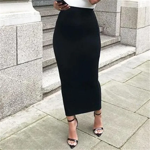 Afrykańska wysoka talia elastyczna kobieta bandażowe ołówkowe spódnice elegancka Bodycon Slim smukły Streetwear do klubu na imprezę Maxi długa spódnica kobieta