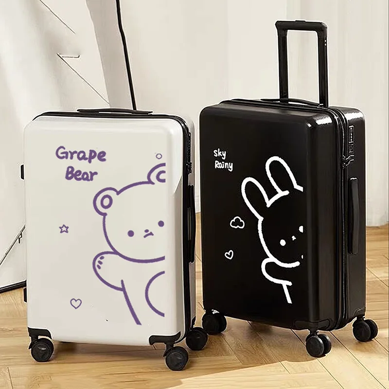 Bear rabbit children\'s suitcase schoolgirl universal wheel 20 inch luggage cartoon cute trolley box combination box