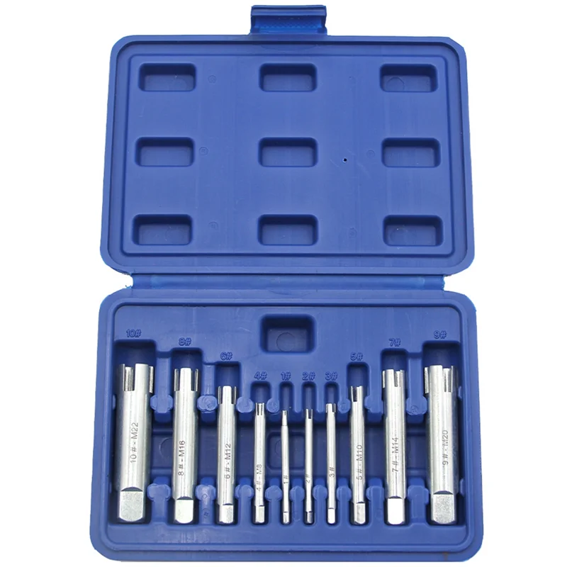 

GTBL M4-M22 10Pc Hand Thread Extractor Broken Head Tap Extractor Counter Thread Tap Tool Set Tapping Broken Thread