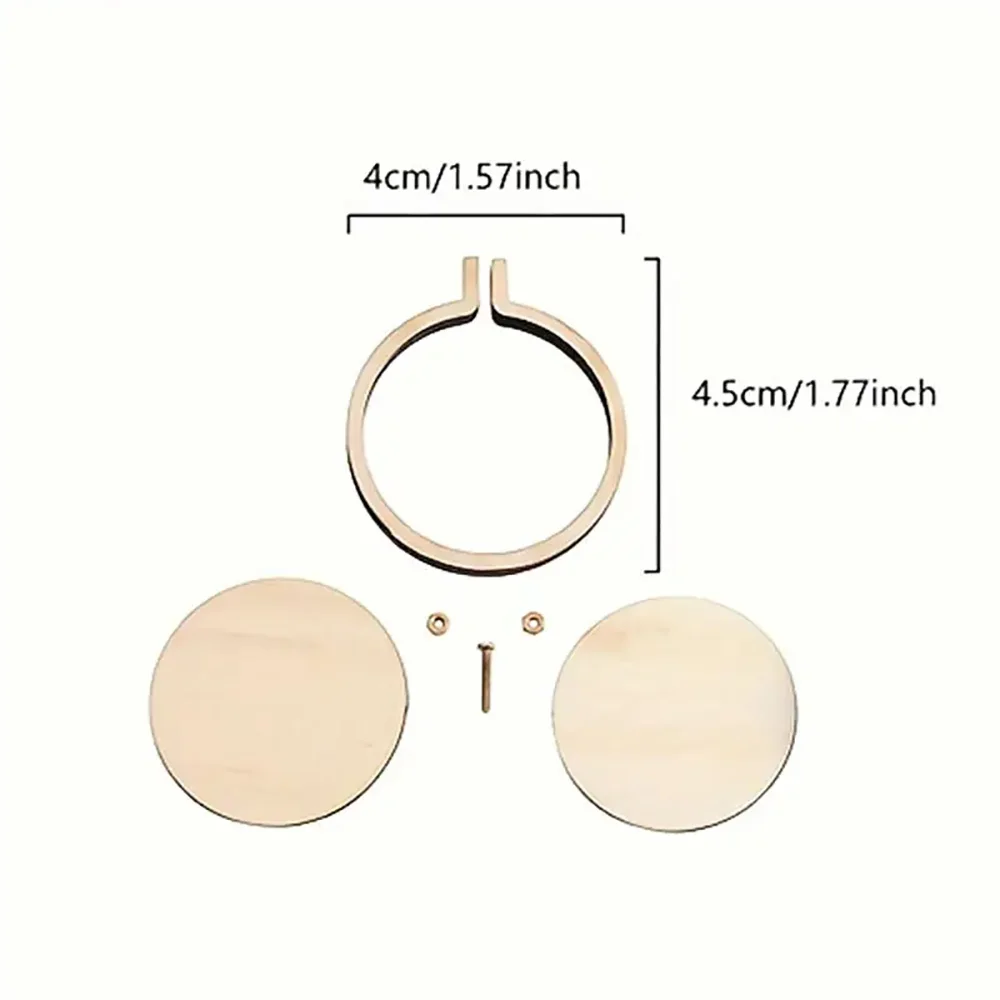 1/2/5/10pcs 4cm Embroidery Hoop Pendant Ring Wooden Cross Stitch Frame Handmade Pendant Crafts Embroidery Circle Sewing Kit