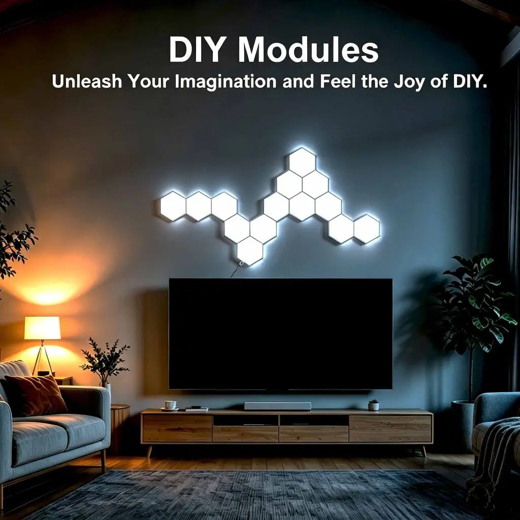 Touch Control Hexagon Modular LED Wall Light, Dimmable DIY Splicing Lamp for Bedroom Game Room Holiday Birthday Decoration