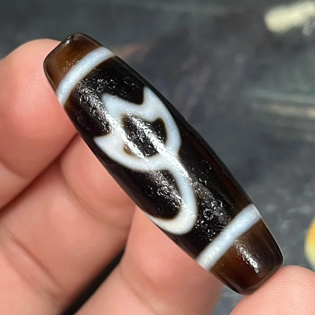 Редкий тибетский старый маслянистый агат Дзи, подвеска из бисера с цветами лотоса, 38 мм Z1026