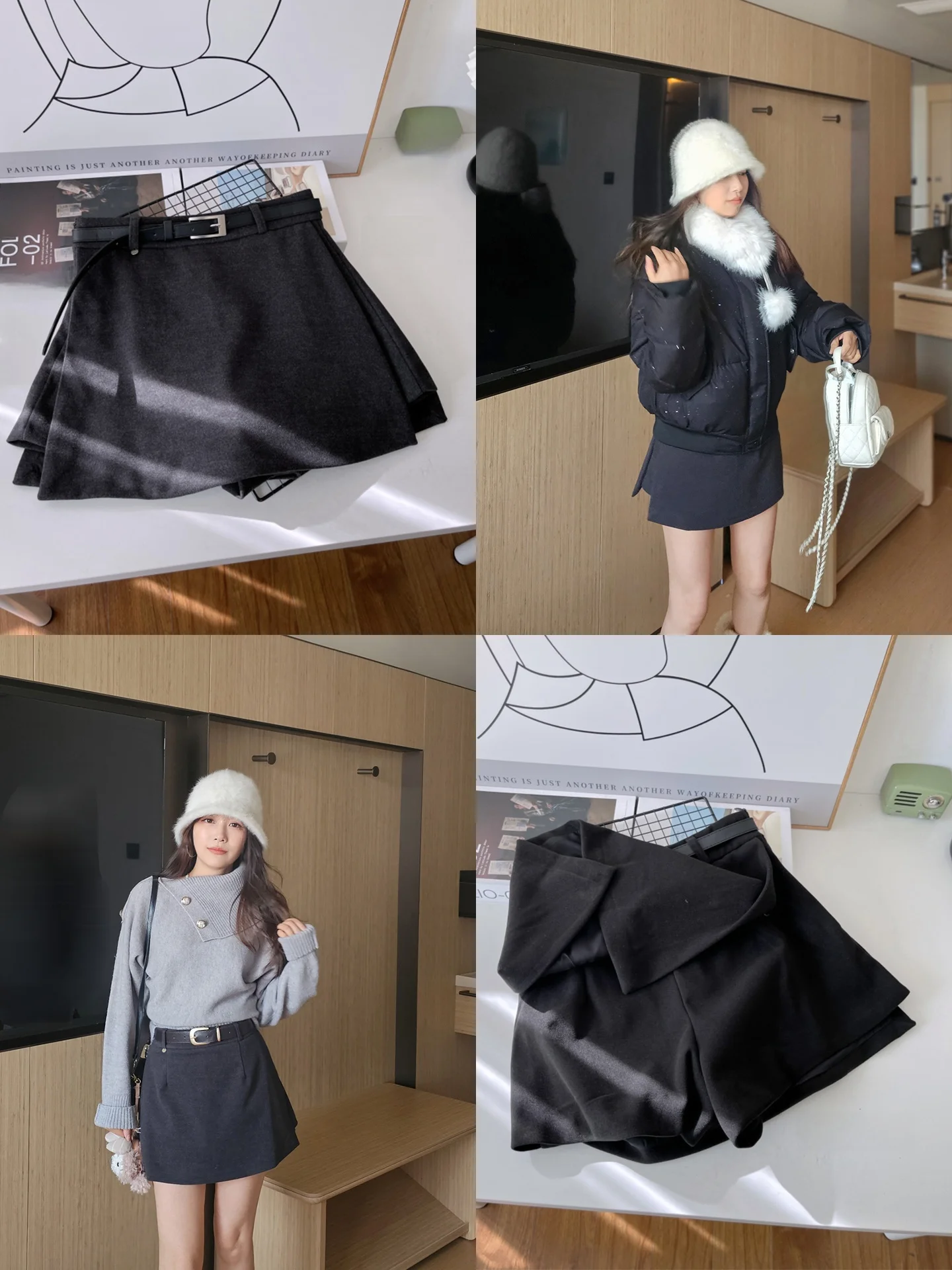 

Повседневная корейская юбка-шорты А-силуэта из полиэстера с высокой талией, имитация двух предметов, не просвечивающая, для прогулок