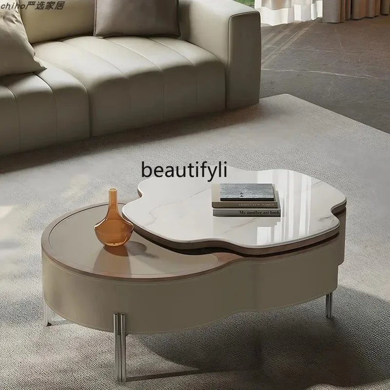 A506  Coffee table living room microcrystalline stone lifting small apartment household creative dual-use