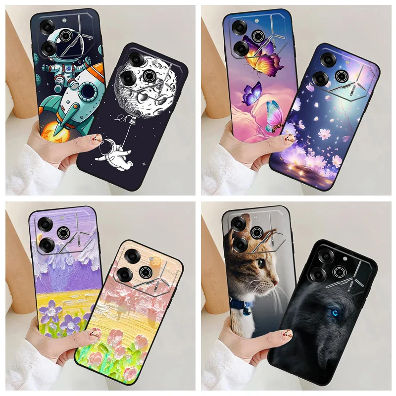 Para tecno pova 6 pro caso colorido pintado capa de telefone de silicone macio para tecno pova 6 pro volta cobre pára-choques coque pova6pro