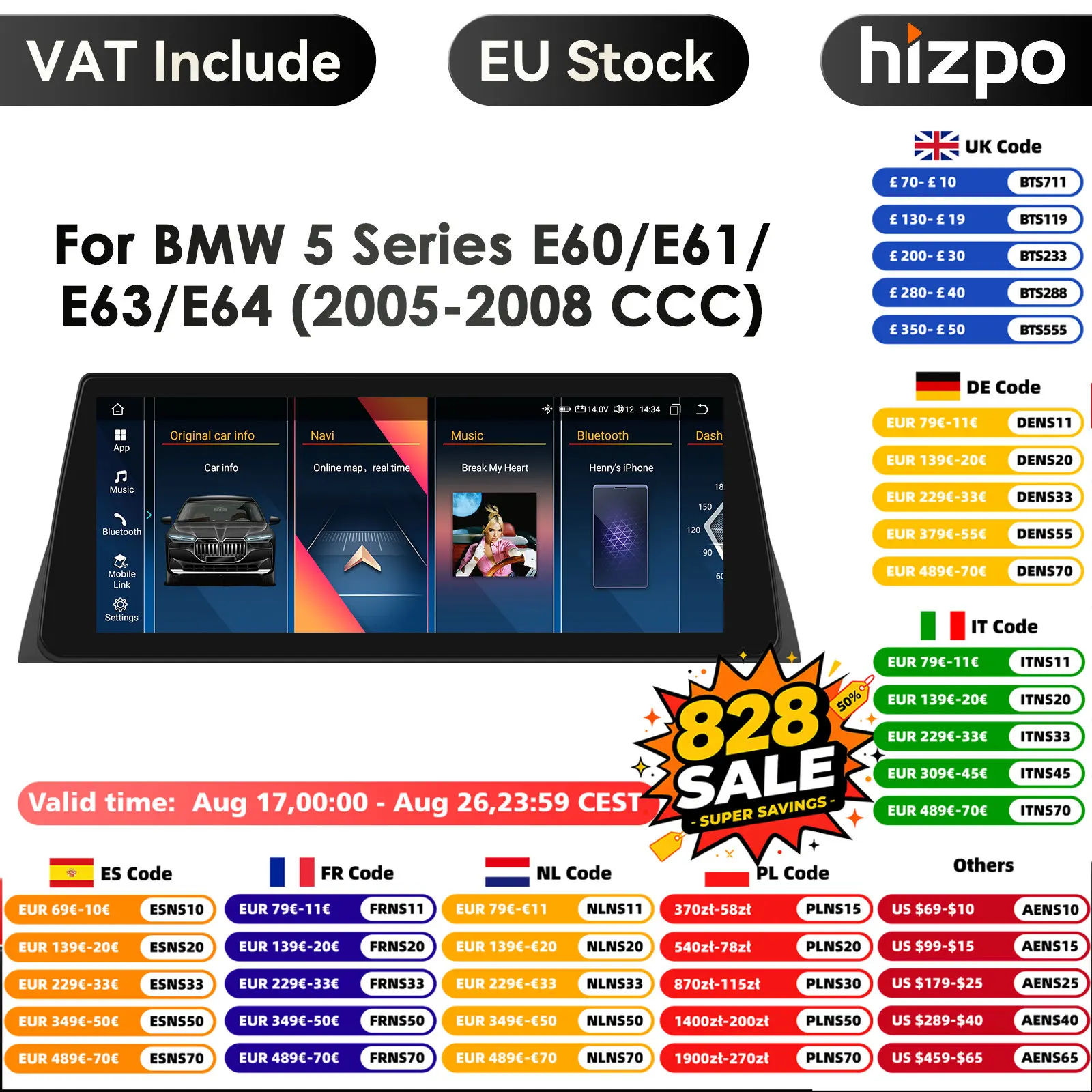 2din Android autoradio lettore Video multimediale per BMW serie 5 E60 E61 E63 E64 serie 3 E90 E91 E92 E93 GPS Stereo Carplay 4G RDS-image
