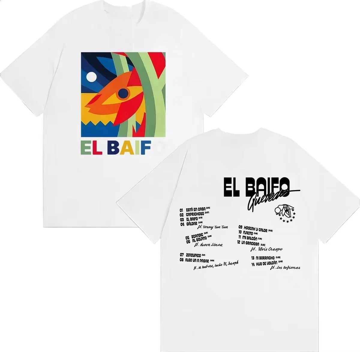 2027 Vintage Y2K El Baifo Abstract Art Graphic Tee Unisex Men Women Color Block Front Back Streetwear Short Sleeve T-shirt