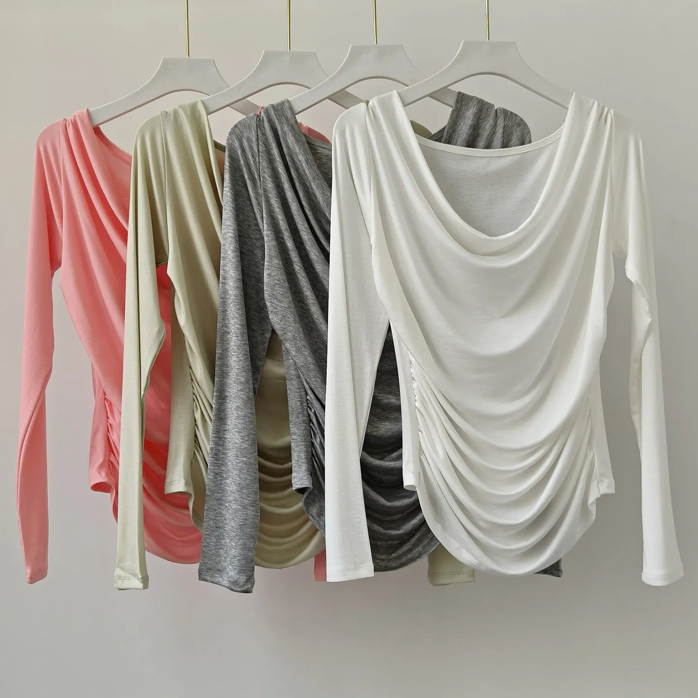 Yoga-Kleidung, langärmlige Oberteile, Damen-Sport-T-Shirts, tailliert, atmungsaktiv, für Pilates, Training, Fitness, Laufoberteile – Detail 2