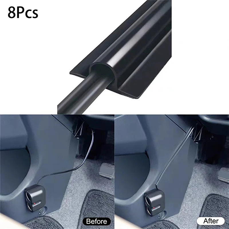 8-Piece Car Interior Cable Sleeve Protector – Universal Wire Organizer Clips For Hidden Cable Management