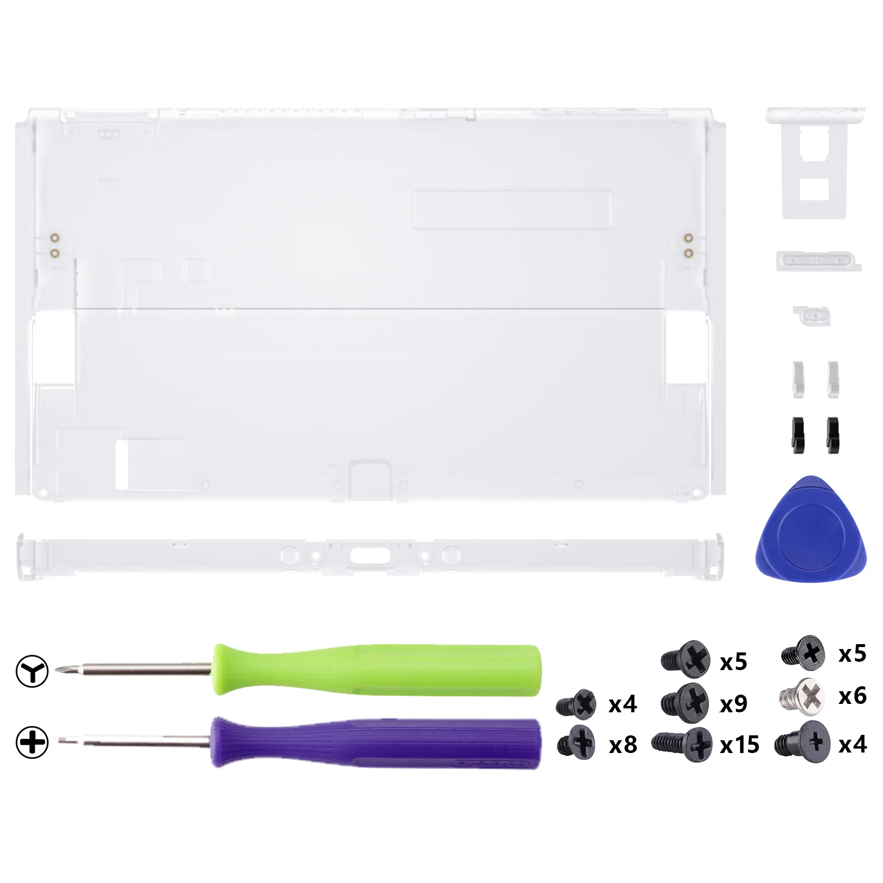 eXtremeRate Clear Console Back Plate DIY Replacement Housing Shell Case for Nintendo Switch OLED Console