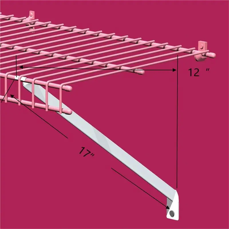 DT17 6 Pcs 12Inch Support Brackets for Wire Shelving Wire Shelf Brackets Closet Shelf Brackets with Anchors and Pins