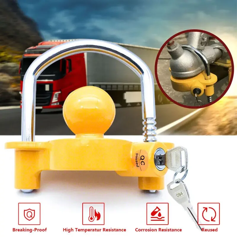 Universal Trailer Coupling Lock Hitch Tow Ball Anti-theft Lock With 2 Keys For Caravan Heavy Duty Towing Security Part