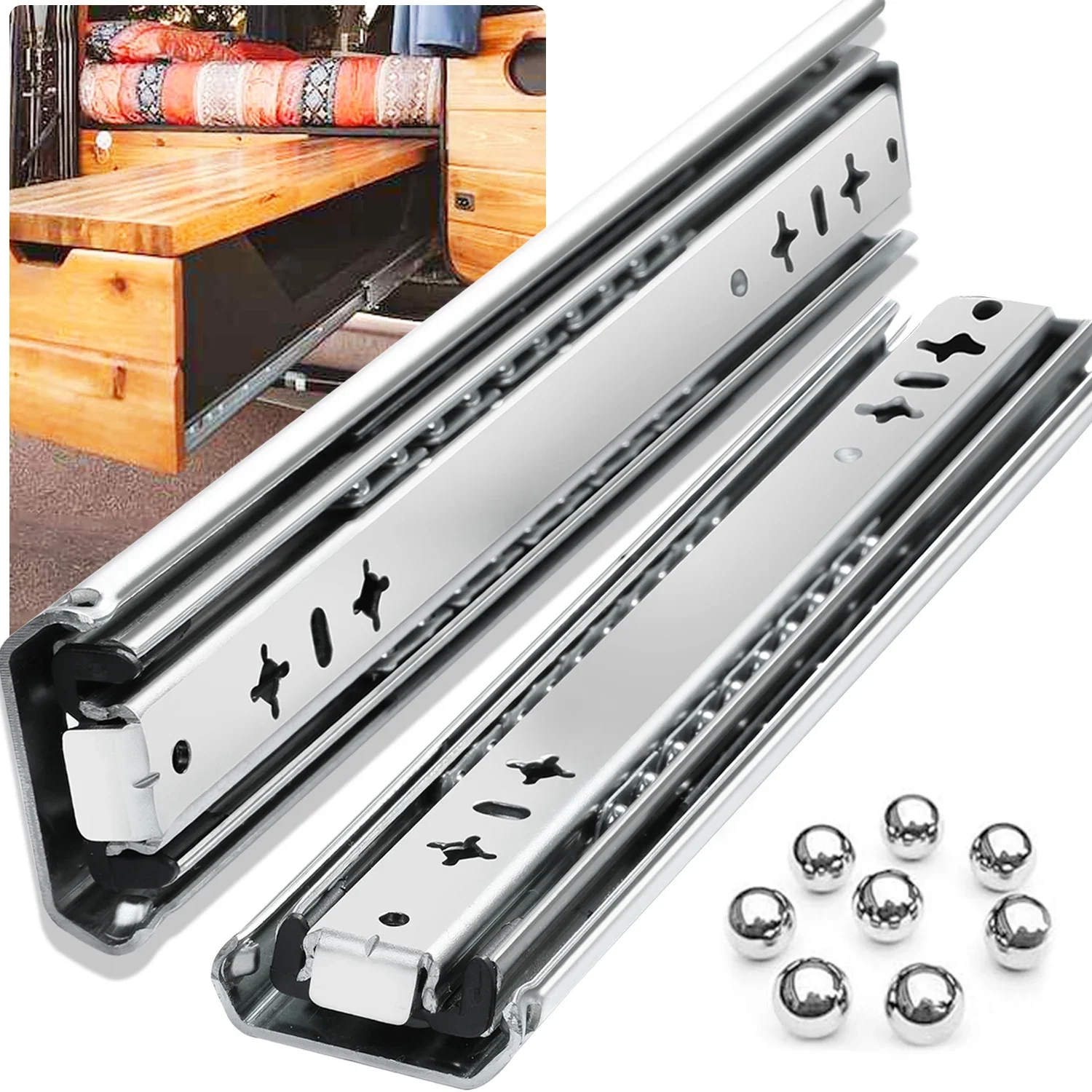 CXHIIA Heavy Duty Drawer Slide Rail Runners 250mm-1000mm Dual Track Ball Bearing Pull out Slides for Furniture 1 Pair