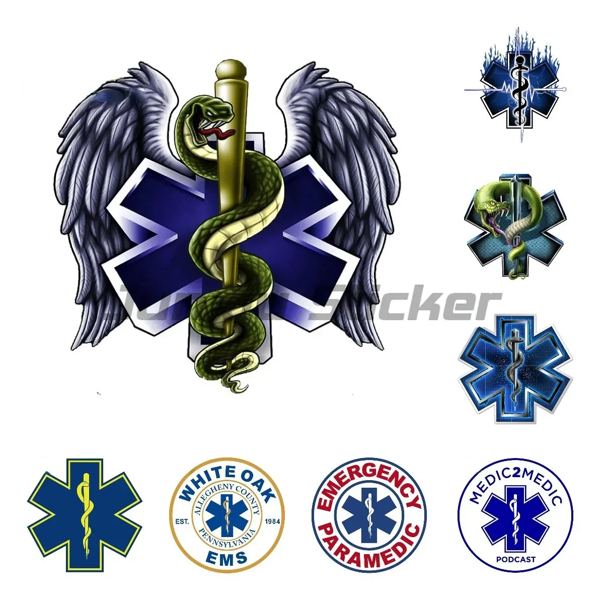 

EMS Fire Rescue Medical Star of Life Car Stickers DIY Occlusion Scratch Windows Funny Car Decoration